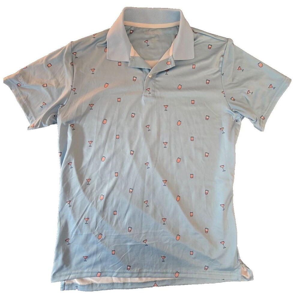Bonobos Golf Men's M Slim Fit "Cheers" Blue Martini & Cocktail Polo Shirt